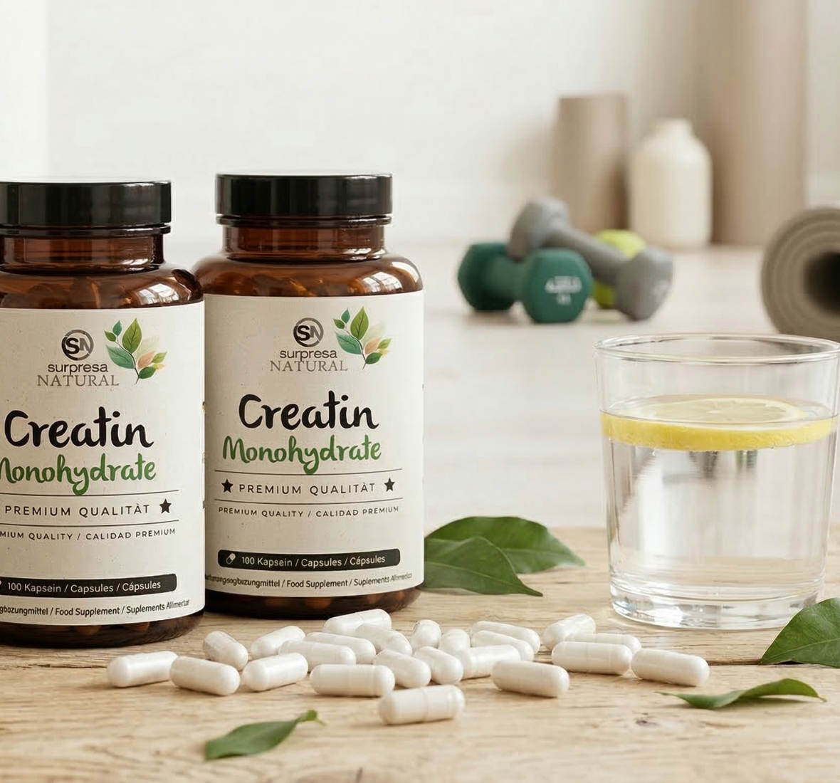 creatina monohidratada em cápsulas Surpresa Natural suplemento alimentar para energia muscular força e desempenho físico