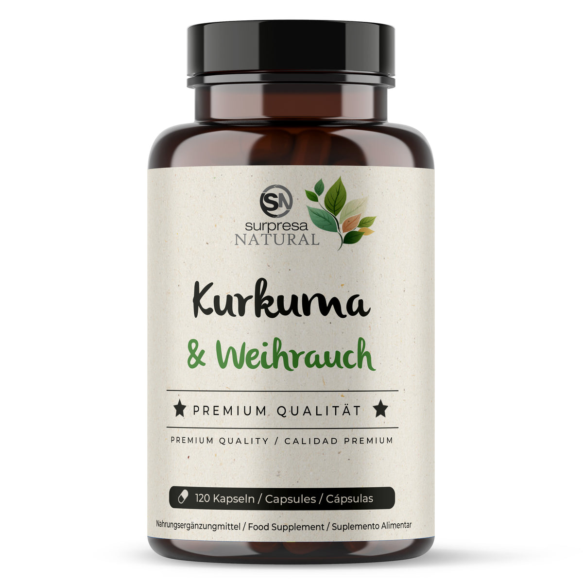curcuma e incenso suplemento natural para articulações frasco Surpresa Natural