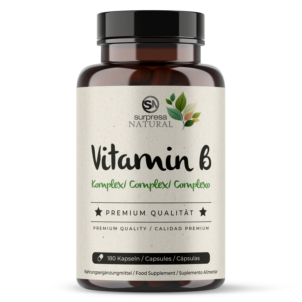 Vitaminas B Complexo da Surpresa Natural, frasco individual de suplemento alimentar